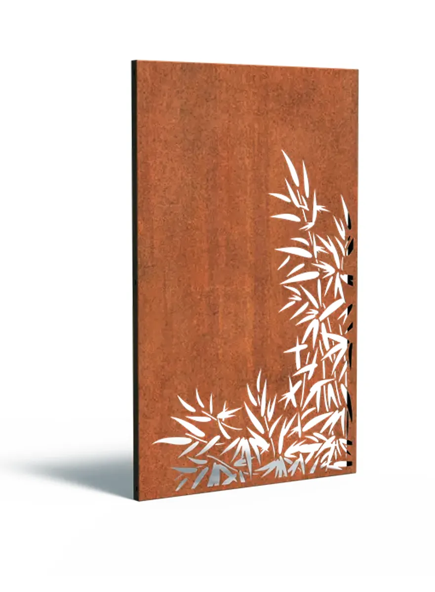 Palissade en acier Corten avec un motif de bambou